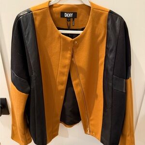 DKNY jacket - camel, black, faux leather
